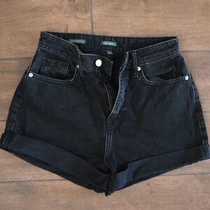 Black High Waisted Denim Shorts